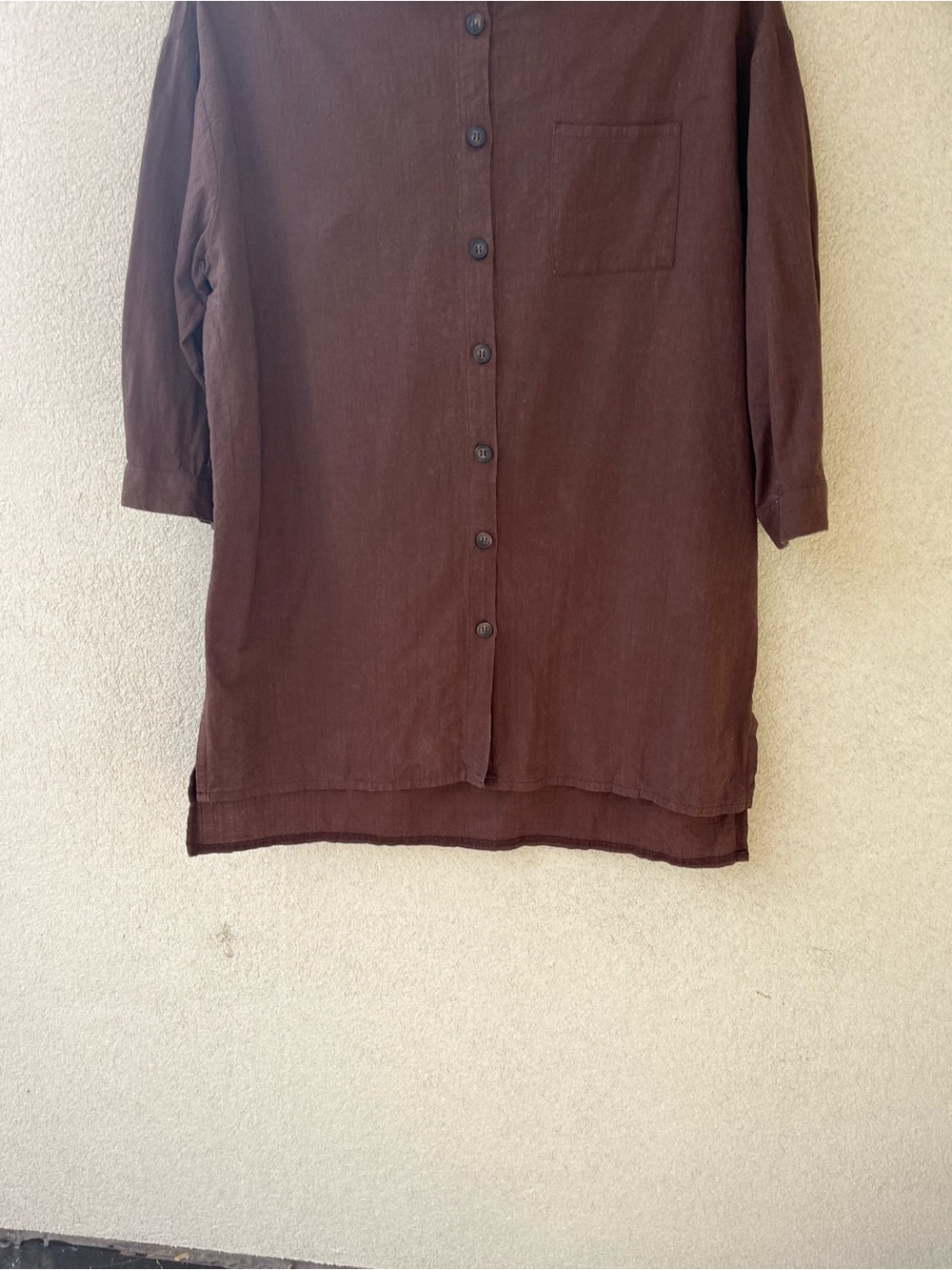 Rough Cotton Chocolate Brown Button Up Shirt - Picture 6 of 6